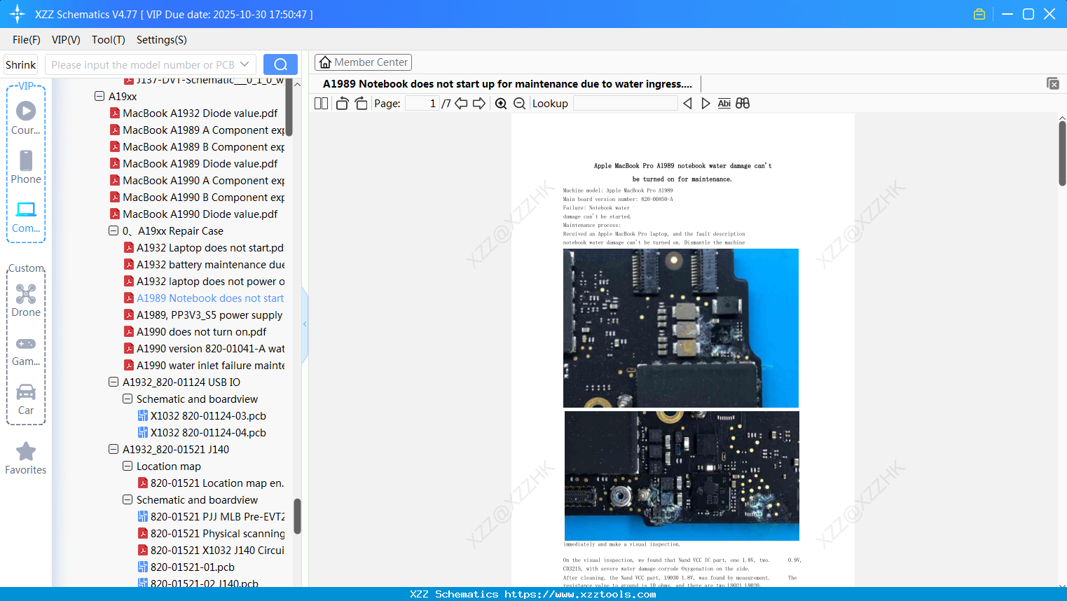Laptop Apple A1989 Notebook Does Not Start Up For Maintenance Due To Water Ingress